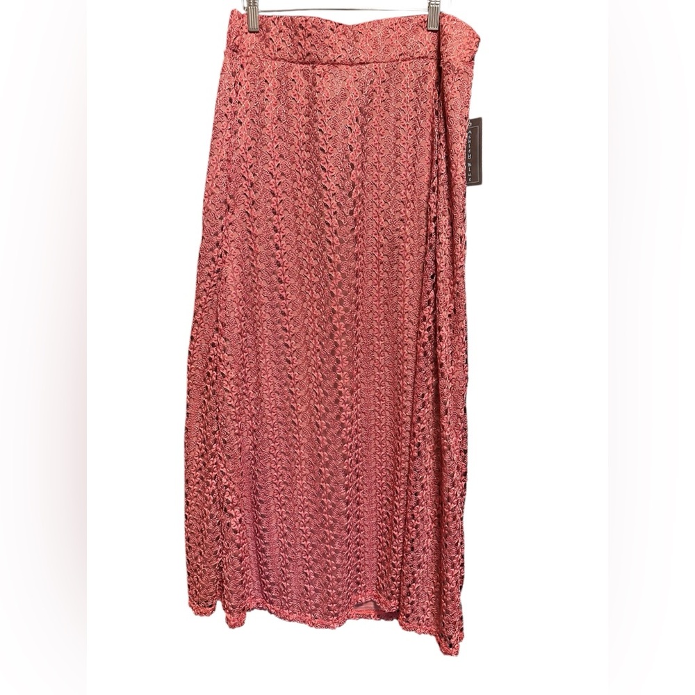 Ashley Blue Y2K Mauve Rosy Lace Maxi Skirt Deadstock NWT Made USA Vintage 2000s